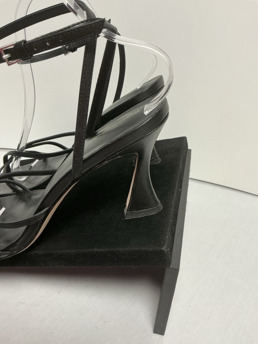 Reformation Strappy Square Toe Black Leather Heels Size 8.5 - Picture 9 of 10